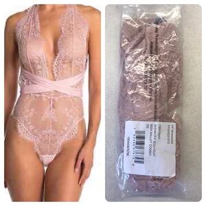 Free People Pink Showoff Lace Bodysuit Ballet Size XS